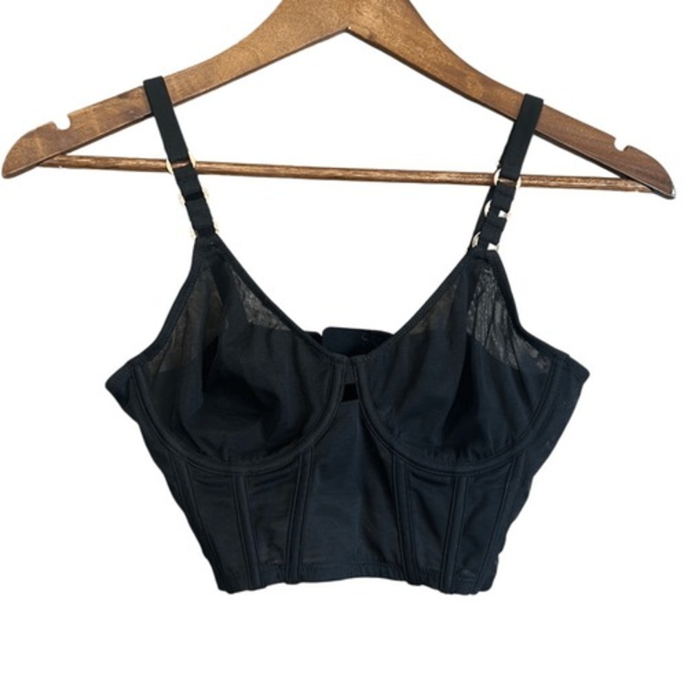 Black Bralette Corset Style Adjustable Strap Lingerie Top